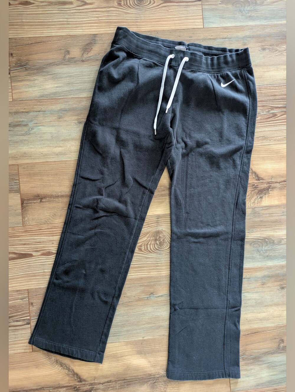 Nike Solid Black Fleece Straight Leg Sweatpants Large